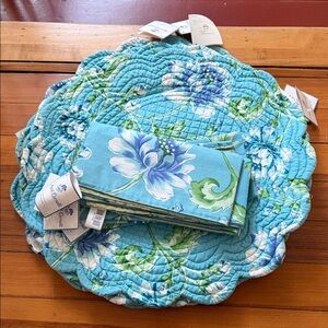 NWT Set of 6 April Cornell Striped Quilted Placemats and Napkins